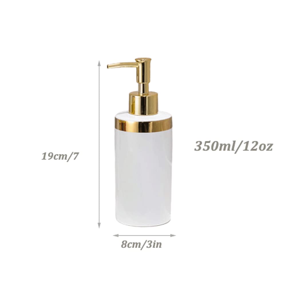 Dispenser di Sapone in Ceramica da 12 once/350 ml, Dispenser di Sapone per Le Mani Easy Press, per Uso in Cucina e Bagno, Dispenser di lozione da banco, flacone