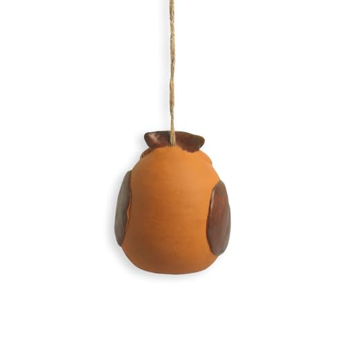Image of ExclusiveLane 'Observant Owl' Terracotta Bird House for Garden Hanging & Balcony| Handmade & Handpainted Bird House for Sparrow Garden Decoration Items Outdoor (5.3 Inch, Brown)