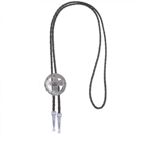 Image of Cowboy Bolo Tie for Men, Vintage Cow Skull Bolo Tie Necklace Native American Necktie for Men Women