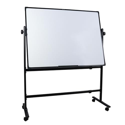 Double-Sided Magnetic Mobile Whiteboard Dry Erase Board with Black Markers, Eraser, Magnets & Marker Tray and Rolling Stand for School Office and Home (120x90)