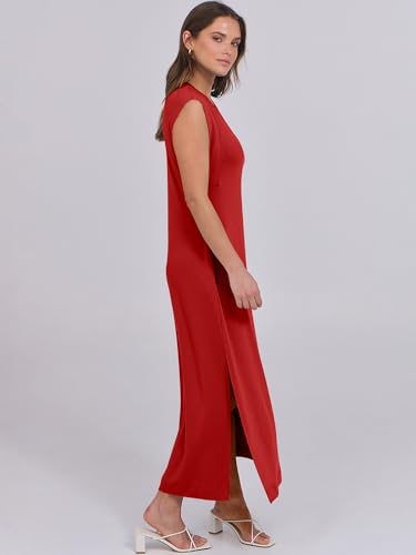 ANRABESS Summer Dress for Women 2025 Maxi Sundresses Casual Cap Sleeve Crew Neck Loose Split Beach Travel Vacation Outfits4