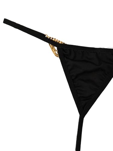 Image of RoseSeek Women's Sparkling Butterfly Chain Underwear Low Rise Cheeky G String Panty