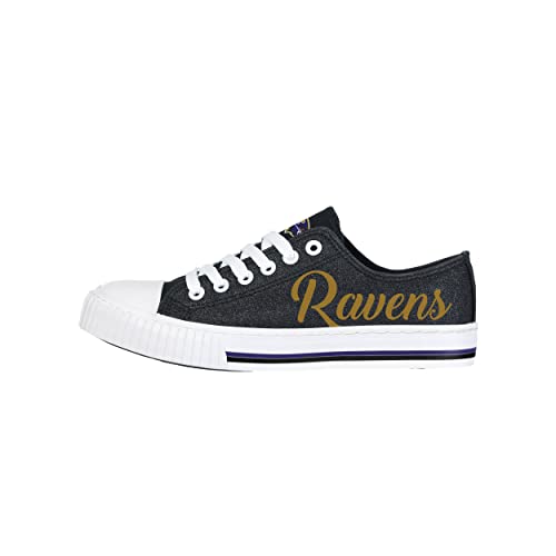 Image of FOCO Womens NFL Team Logo Ladies Fashion Color Glitter Low Top Canvas Sneakers Shoes