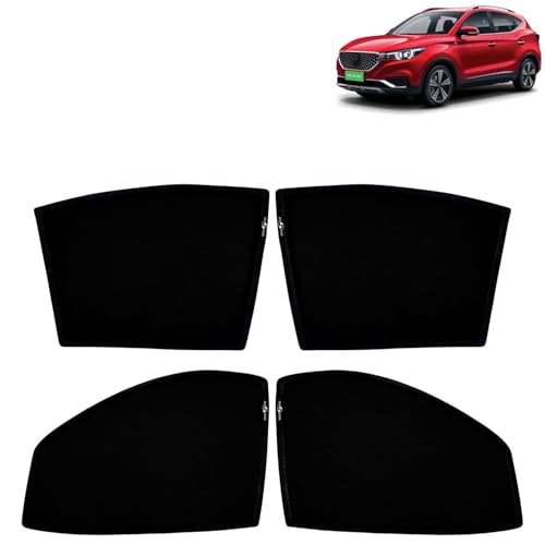 Image of KINGSWAY Car Sun Shade Curtains Only Compatible with Morris Garages (MG) ZS EV (2020 Onwards) | Z-Black Fix-Type (Non-Magnetic) | UV & Heat Protection | Pack of 4 Pcs
