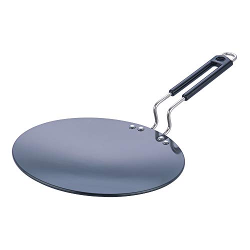 Vinod Black Pearl Hard Anodised Tawa - 26.5 cm | 5.25mm Thickness | Metal Spoon Friendly | Riveted Sturdy Handle | Long Lasting Roti, Paratha Tawa | | Toxin Free
