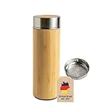 Intirilife Práctica botella termo de bambú con 350 ml de capacidad para hacer...