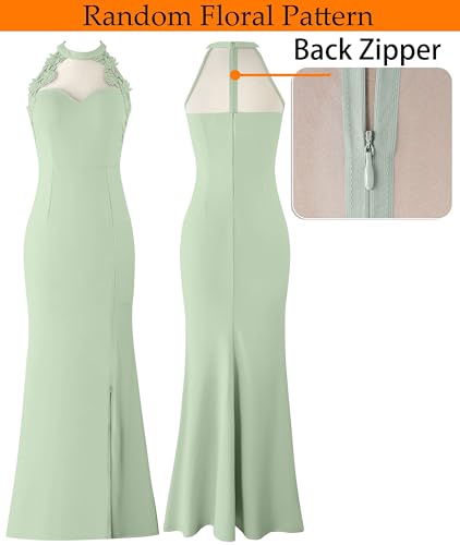 Image of VFSHOW Womens Formal Sexy Halter High Slit Prom Wedding Guest Maxi Dress 2023 Illusion Sweetheart Neckline Evening Long Gown