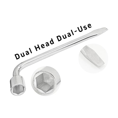 Image of 21mm Car Spare Tire Lug Wrench, Heavy Duty L-Type 45# Steel Repair Tool with Slotted Hex End for Spare Tire Replacement, Car Repair, Maintenance