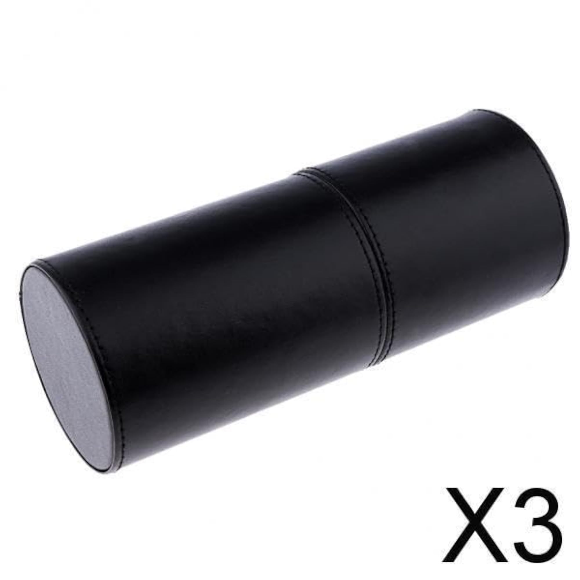 3x PU Empty Storage Container for Makeup Brushes, Black