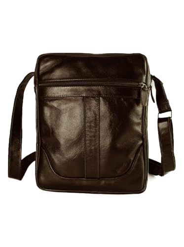 BOLSA TRANSVERSAL EM COURO LEGITIMO, SHOULDER BAG MASCULINA E FEMININA (Marrom)