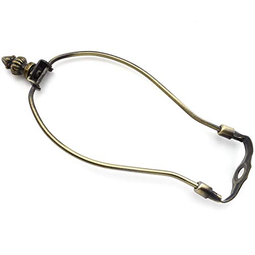 8 Inch Lamp Shade Harp Holder, OZXNO Horn Frame Lamp Shade Bracket with Light Base and Ball Lamp Finial for Table and Floor Lamps Lighting Accessories (Retro Bronze)