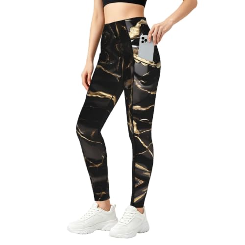 Mallas de yoga de mármol dorado y negro un diseño exclusivo con tejido elástico premium
