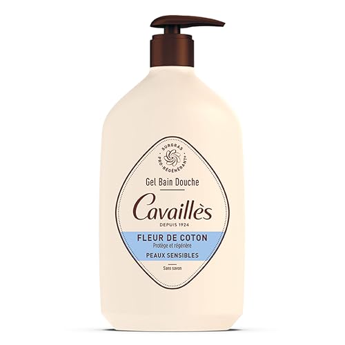 Gel bain douche Rogé Cavaillès peau sensible fleur de coton lavant 1L