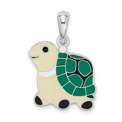 Collier tortue verte émaillée en argent 925 de 15 mm pour sublimer vos tenues d'été au quotidien