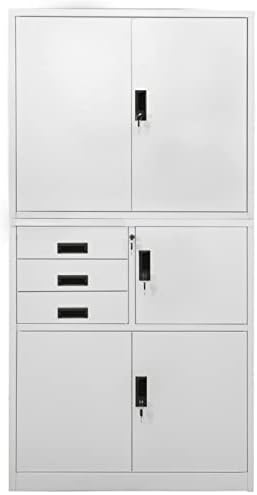Festnight Lockable Office Cupboard File Cabinet Organiser Cupboard Locking Office Storage Cabinet Steel Filing Cabinet for Home Office Office Cabinet Light Grey 90x40x180 cm Steel