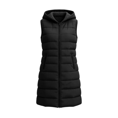 Gumipy Long Puffer Vest Women Hooded Quilted Vest Sleeveless Puffer Jacket - image 6