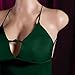 2026 Women's Fashion Babydoll Lingerie Lace Chemise Halter V Neck Nightwear Soft Cozy Satin Dress with Side Slit Green