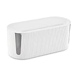 Kabelbox, Kunststoff Kabel Organizer Box 31 x 13,5 x 12,5 cm Kabelmanagement Box mit Deckel Aufbewahrungsbox aus Draht Kabelmanagementbox für Kabel Steckdosenleisten (Weiß)