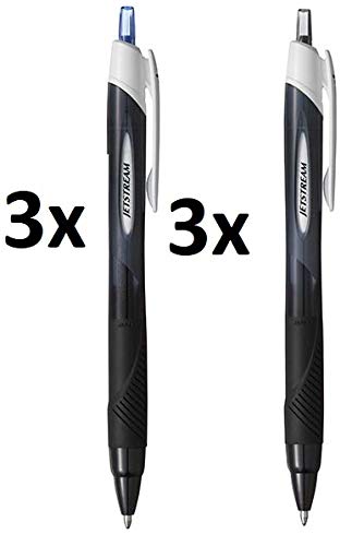 Rollerball de tinta jetstream 1.00 m/m (6 uidades 3 azules, 3 negros)