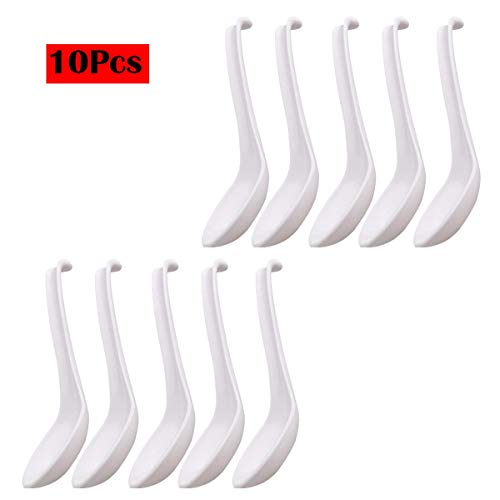 Aislor Soup Spoon Sets Of 5/10Pcs, Multicolor Asian Ramen Spoons Bone China Spoon For Appetizer White One Size A #TOP5