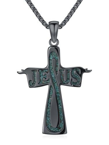 KiiKii Cross Necklace for Men Women 925 Sterling Silver St Joseph Medal Jesus Pendant Catholic Jewelry Gifts for Birthday Anniversary Christmas