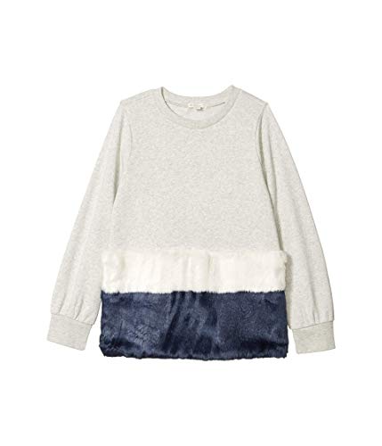 crewcuts by J.Crew Girl's Faux Fur Buddy Sweater (Toddler/Little Kids/Big Kids) Heather Ivory/Navy 6-7 Little Kids