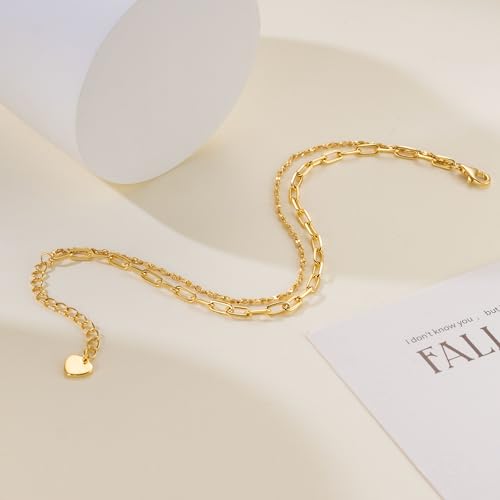 Gold Bracelet for Women 14K Gold Bracelets for Women Paperclip Bracelets for Womens Double-Layered Design for Everyday Wear Layered Bracelet for Womens2