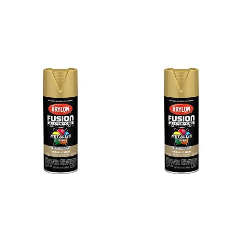 Image of Krylon K02770007 Fusion All-In-One Spray Paint for Indoor /Outdoor Use, Metallic Gold 12 Ounces (Pack of 2)