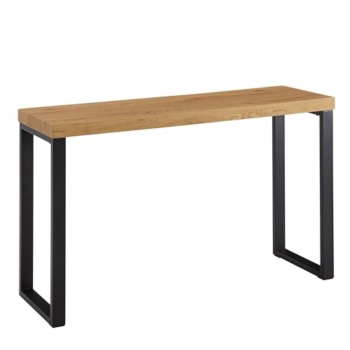 FineBuy Konsolentisch Eiche-Dekor/Schwarz 120x39x75,5 cm Design Anrichte Flur, Ablagetisch Schmal, Flurtisch mit Metallbeine, Dielentisch Lang Hoch Braun