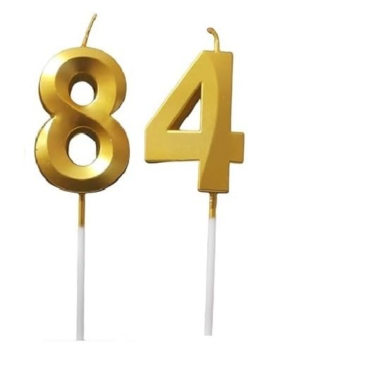 Image of ToyUniverse Number 84 Gold Candle | Eighty Four Number Candle | Number 84 Metallic Gold Candle for Eighty Fourth Birthday,Anniversary, Surprise Party Cake Decoration Candle (Pack of 2,Number 84)