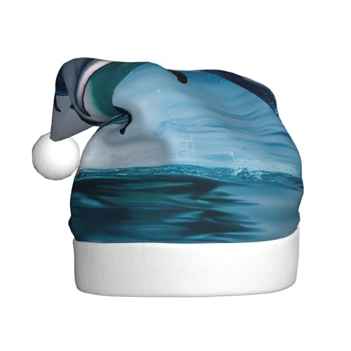 BrUgui - Gorro unisex de terciopelo para Navidad, fiesta festiva de Año Nuevo, accesorio festivo, sombrero de nieve de invierno, el regalo perfecto de Navidad, lindo delfín