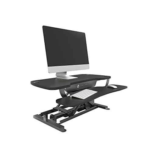 VERSADESK PowerPro Electric Height-Adjustable Desk Riser, 36" Standing Desk Converter, Sit to Stand Desktop, Keyboard, USB Charging Port, Black