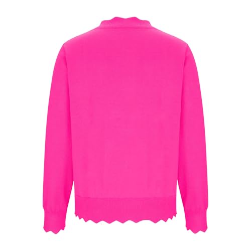 Women's Cardigan Sweater V Neck Lightweight Button Front Knit Tops Hot Pink - image 5