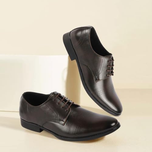 Image of FAUSTO Men's Party Formal Office Genuine Leather Lace Up Shoes
