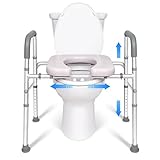 Raised Toilet Seat with Handles, Width and Height Adjustable Toilet Seat Riser for Seniors, Up to 400lbs, Elevated Toilet Seat for Seniors, Handicap, Pregnant, Fits Any Toilet (White)