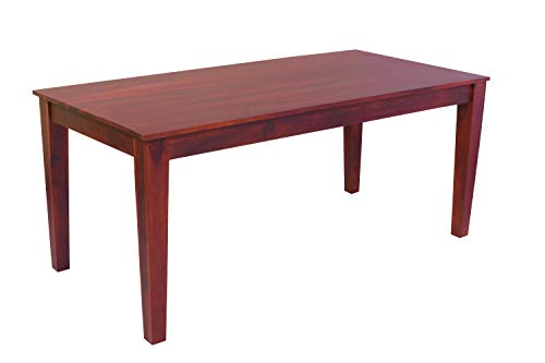 Image of Sheesham Wood 6 Seater Dining Table with Cushion Chairs Wooden Dining Room Set Six Seater Dinner Table for Living Room Home and Restaurant (Maple Finish)