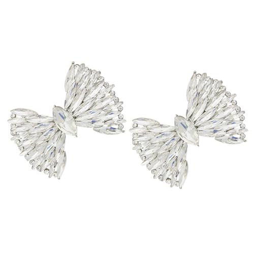 Genérico Hebilla Decorativa para Zapatos Desmontable Lazo Plateado Accesorio Ligero de 60X43 MM para Tacones y Zapatos de Moda Adecuado para Bodas Fiestas y Uso Diario