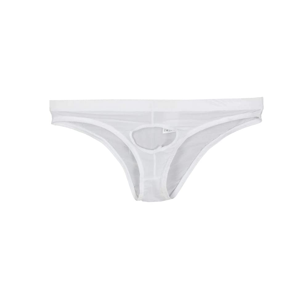 Mens Solid Color Ice Silk Open Front Bikini Briefs Underwear
