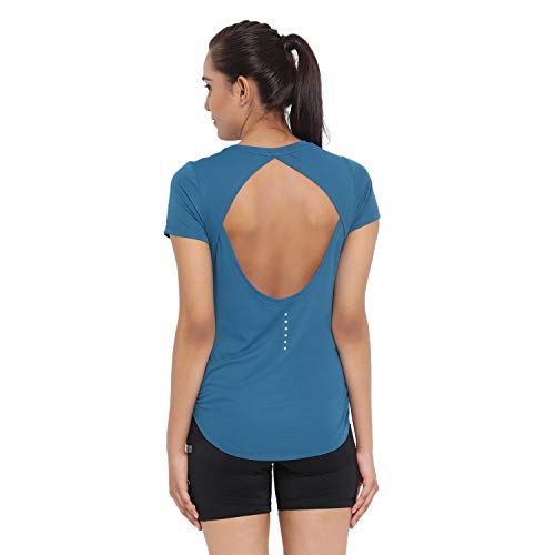 Image of Invincible Women's Trending Fashion Athleisure Open Back Top (Teal, Small)