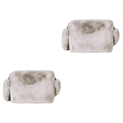2 Piezas Bolso De Hombro De Felpa Plush Bolsa De Mensajero Con Cadena Bolsa De Hombro La Bolsa De Asas Bolsa Esponjosa Hombro Cruzado Hardware De Las Mujeres Moda Bolsa De Felpa