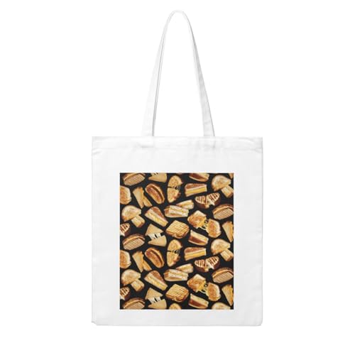 Wykjtwo Sándwiches de queso asado, Bolso de compras Bolsa de comestibles Bolsa de mano Bolsa de lona, ​​Bolsa de hombro de lona multiusos