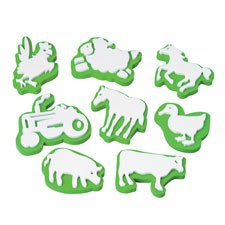 Constructive Playthings Jumbo Ink Farm Animal Stampers Set of 8 Sizes 2" to 6" for Ages 4 Years and Up