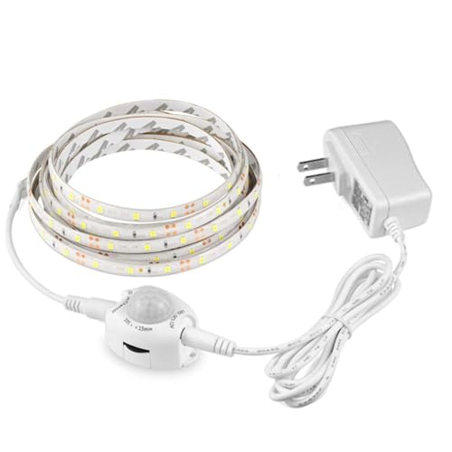Vrabocry Wireless PIR Motion Sensor LED Strip Light Auto on/Off Stair Wardrobe Closet Kitchen LED Light lamp 220V 110V for Cabinet, Kitchen, Counter, Shelf, TV (1M, Warm White)