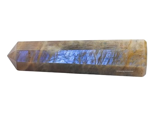 Image of Amazing Gemstone Sun Moonstone Crystal Towers - Natural Healing Crystal Point Obelisk for Reiki Healing and Crystal Grid (3 inch to 4 inch INCH)