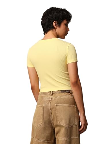 Image of ONLY Women's Cotton Solid Regular Fit T-Shirt