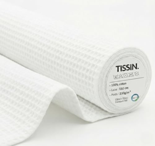 Tejido de nido de abeja, 100 x 150 cm, 100% algodón, 230 g/m2, calidad premium, Oeko-Tex - Proyecto de costura DIY