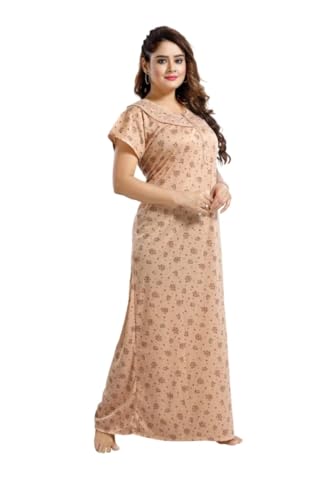 Image of Onekbhalo Women's Cotton Floral Kaftan Nighty Maxi Gown (OK Free Size)