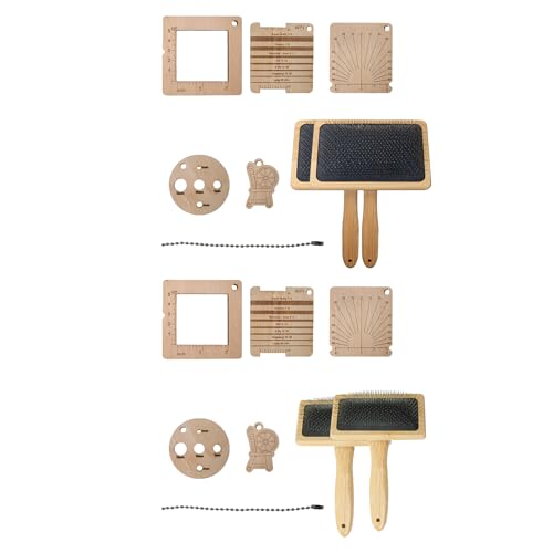 Tsophreniq Holz Strickgarn Messlineal und Wollkardierer Set – Werkzeug für Wolle und Häkeln – Bild 5
