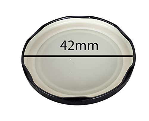 Image of Pure Source India Metal Lug Cap Lid for Glass jar and Milk Bottles, Rust Free, Airtight, Food Grade Caps - 12 Pieces, 42 mm, Black