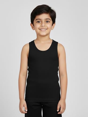 Image of KiddoPanti Boys 100% Cotton Vest Pack of 3 | Cotton 1x1 Rib Knit Sleeveless Innerwear | Soft & Breathable Kids Vest
